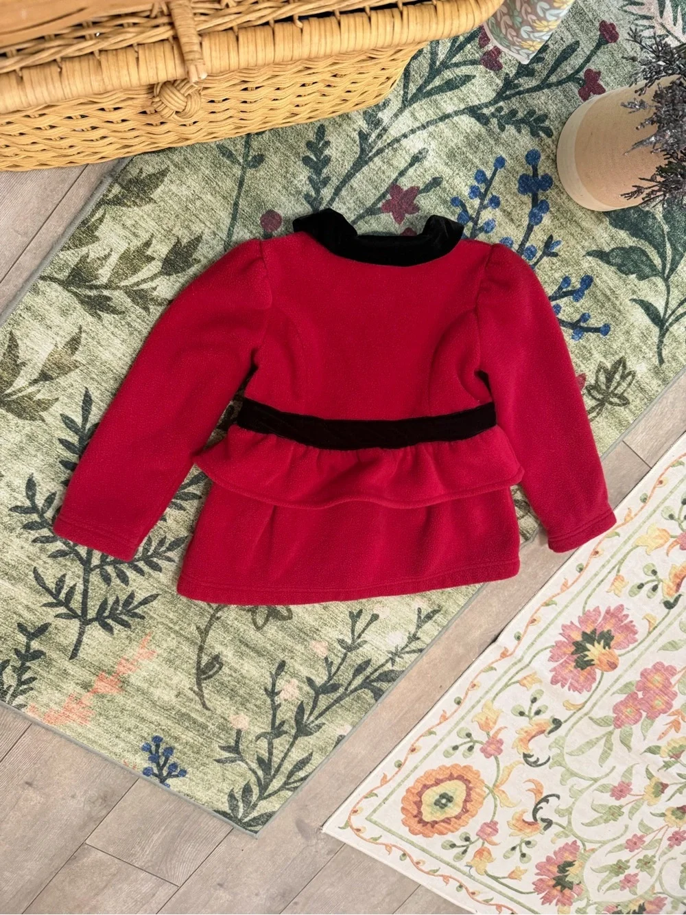 Maggie & Zoe Red & Black Peacoat 4T Girls' Red with Black Velvet Trim Formal